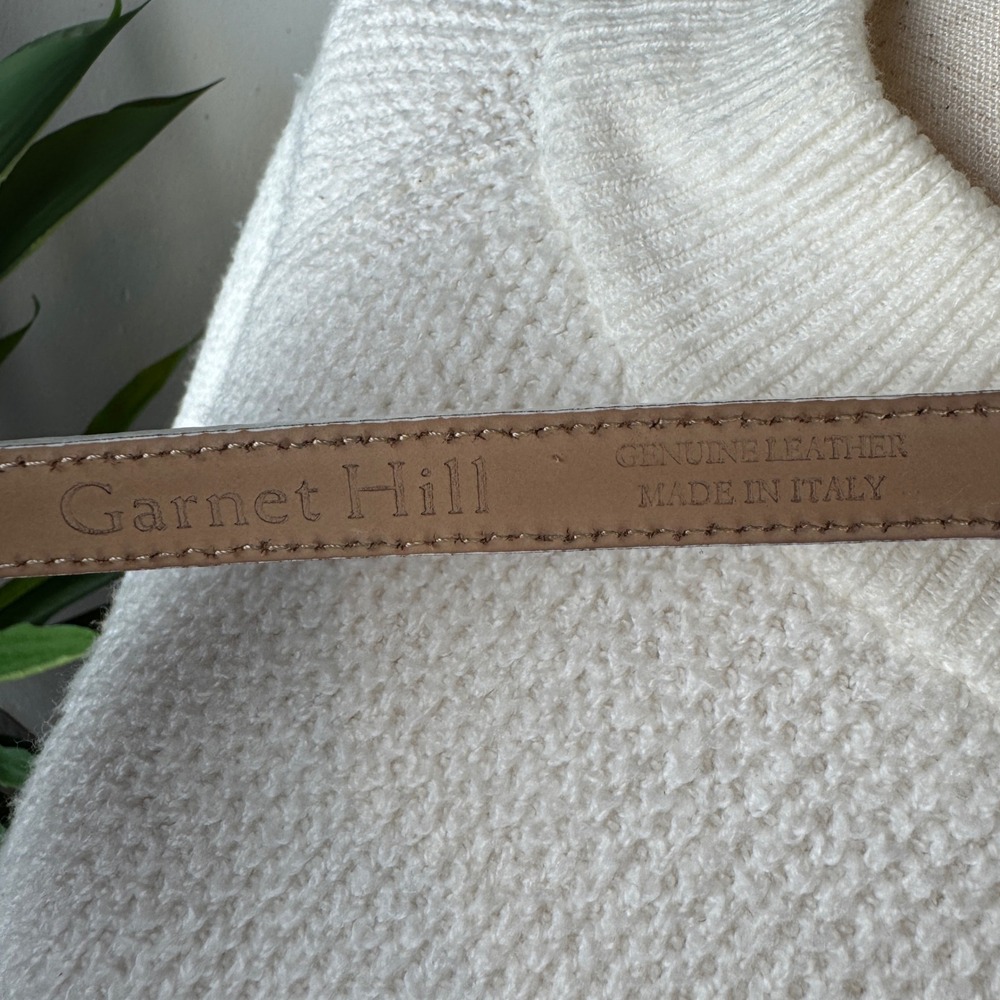 Quiet Luxury Minimalist Textured Garnet Hill Belt Gold Cream Italian Leather - Picture 5 of 7